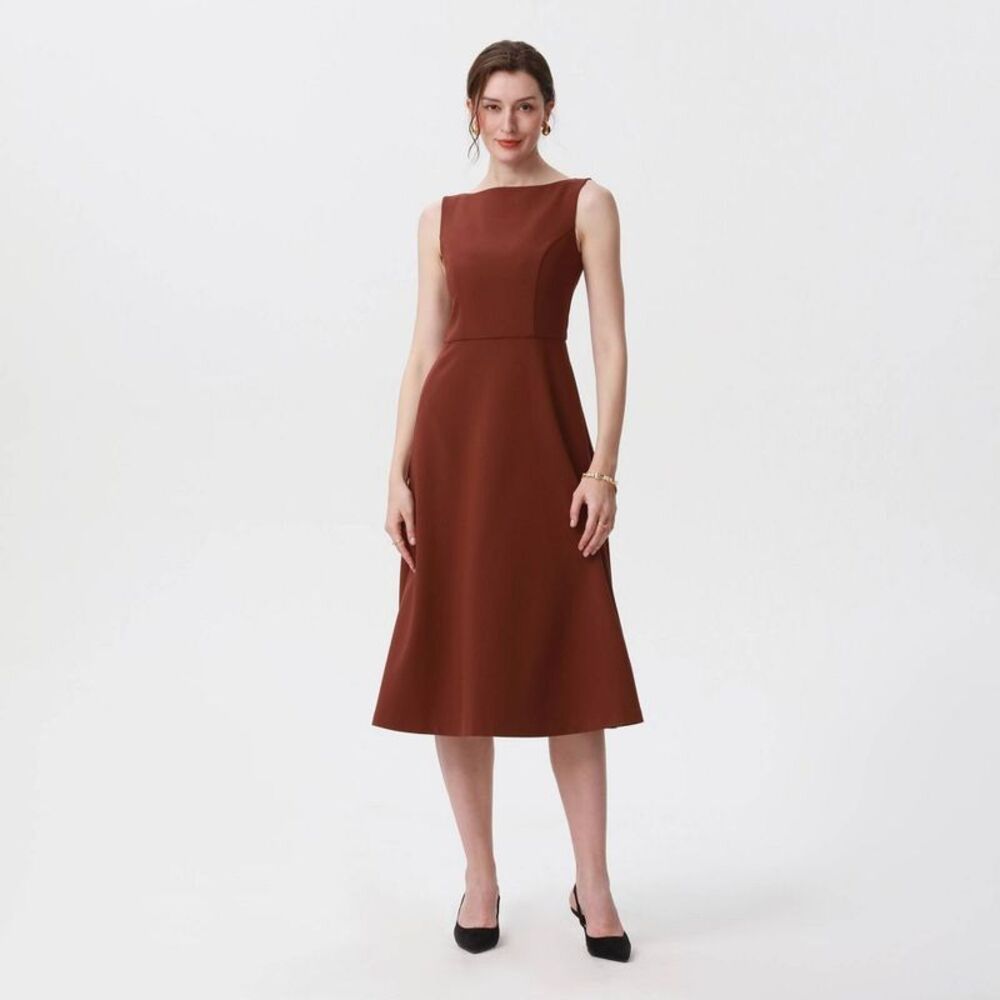 Women's Tailored Midi Dress - A New Day Brown XL